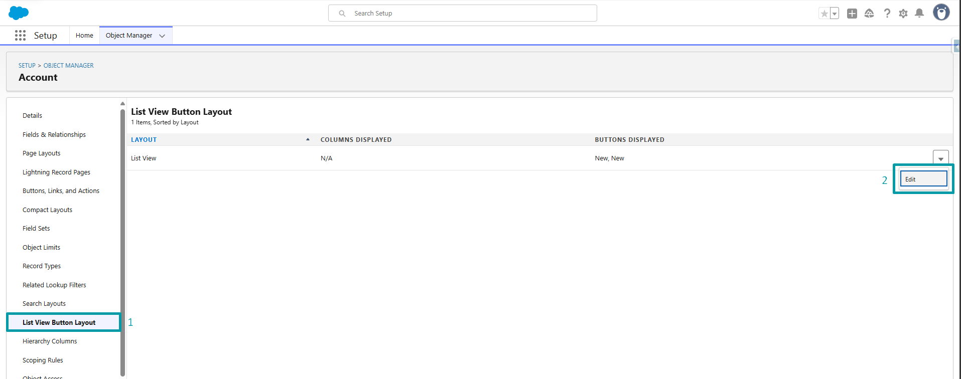 Edit List View Button Layout
