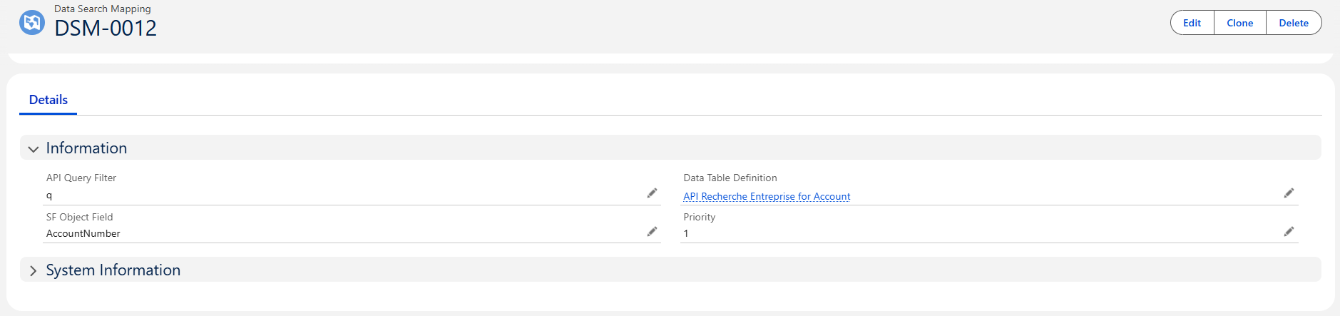 Data Search Mapping Preview