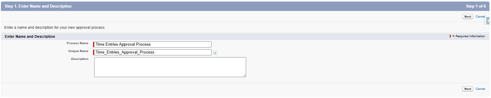 Approval Process Creation Step 1