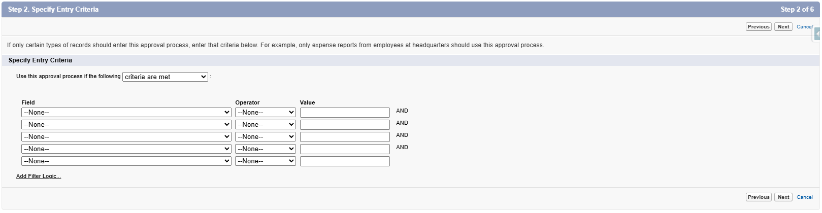 Approval Process Creation Step 2