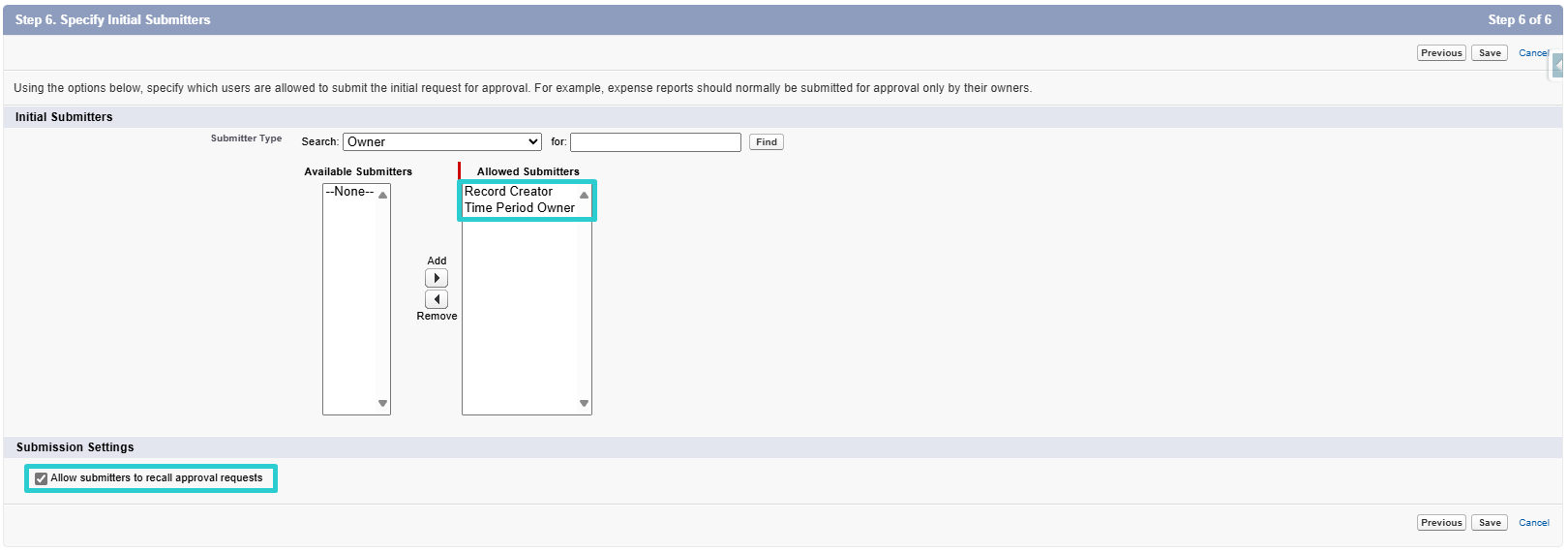 Approval Process Creation Step 6