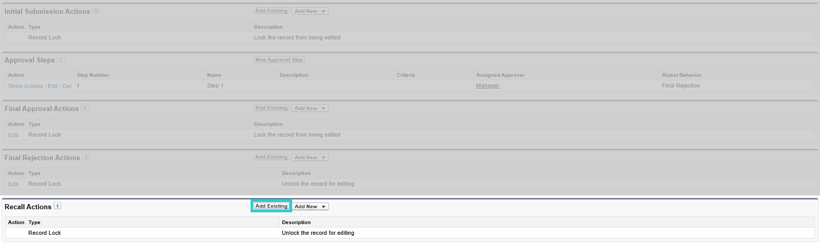 Recall Add Action