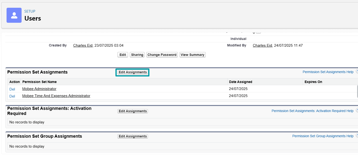 Edit Permission Set Assignments