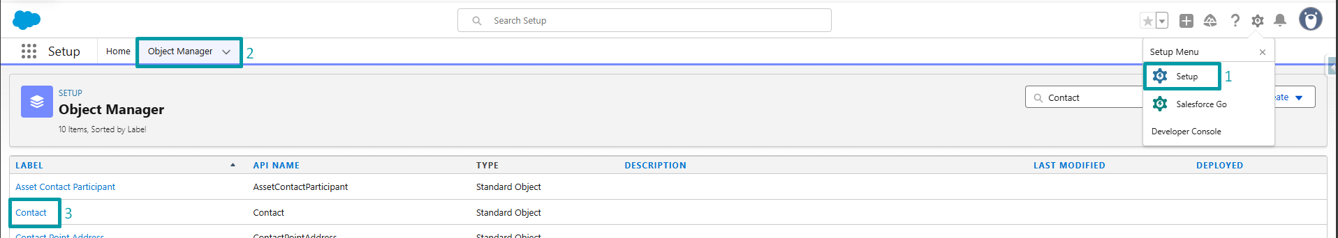 Contact in Object Manager