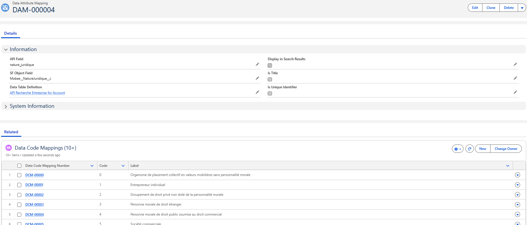 Data Attribute Mapping Preview